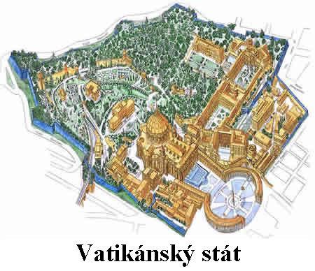 Mapa Vatikánu s vyznačenými dôležitými inštitúciami