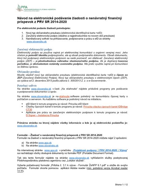 Štruktúra žiadosti o finančný príspevok