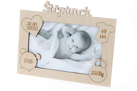 Fotorámik s údajmi o narodení dieťaťa