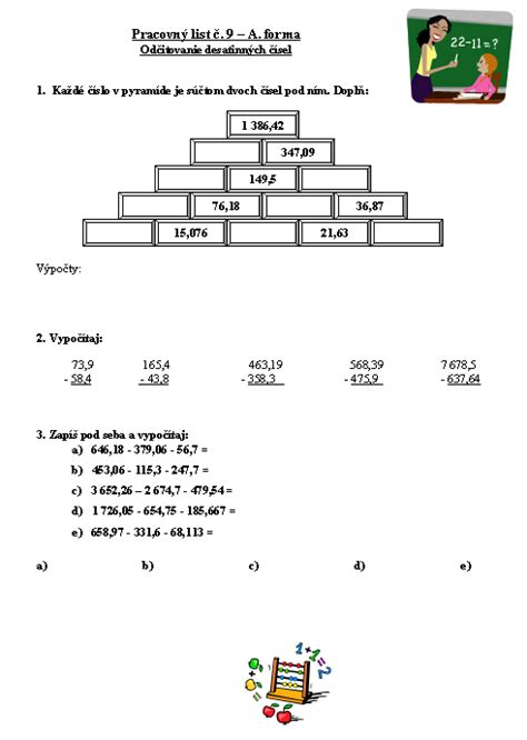 Ukážka pracovného listu z pracovného zošita Hravá matematika