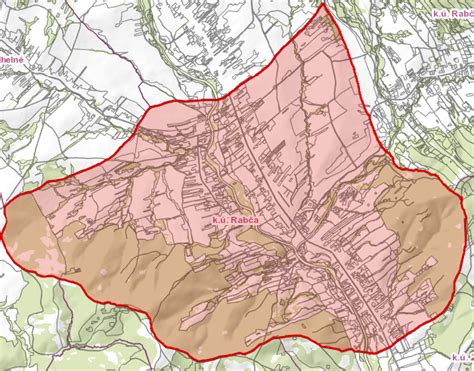 Mapa s vyznačeným mestom Rabča