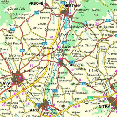 Mapa mesta Leopoldov s vyznačenou polohou jaslí