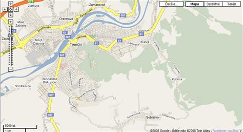 Mapa Trenčína s vyznačenými lokalitami detských jaslí