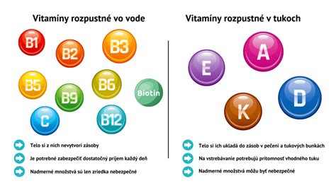 Grafika znázorňujúca vitamíny rozpustné vo vode a v tukoch