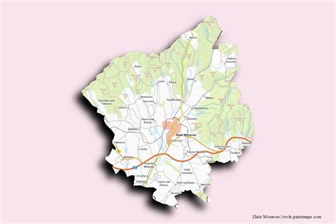 Mapa regiónu Zlaté Moravce s vyznačenými priemyselnými zónami