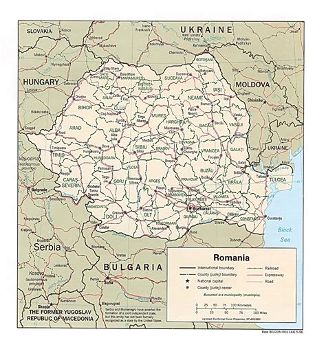 Mapa Rumunska s vyznačeným Bukurešťom