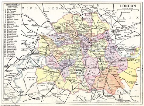 Mapa Londýna s vyznačením Nemocnice sv. Márie a Kensingtonského paláca
