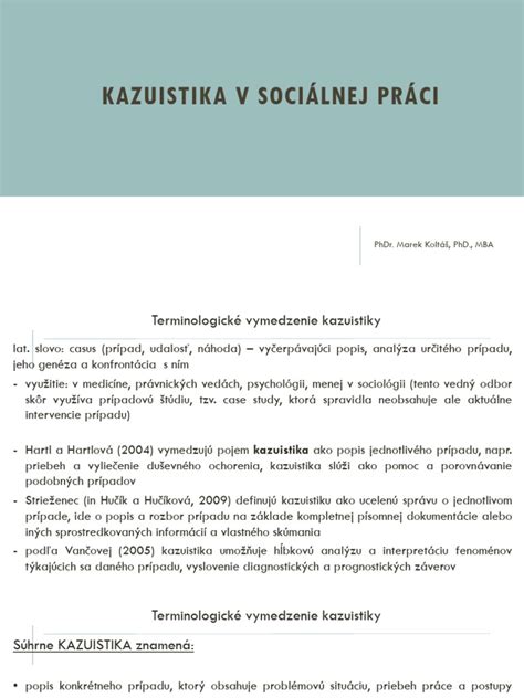 Štruktúra kazuistiky v sociálnej práci