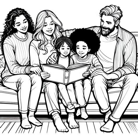 rodina číta knihu