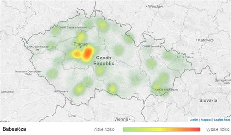 Mapa rozšíření klíšťat v Evropě