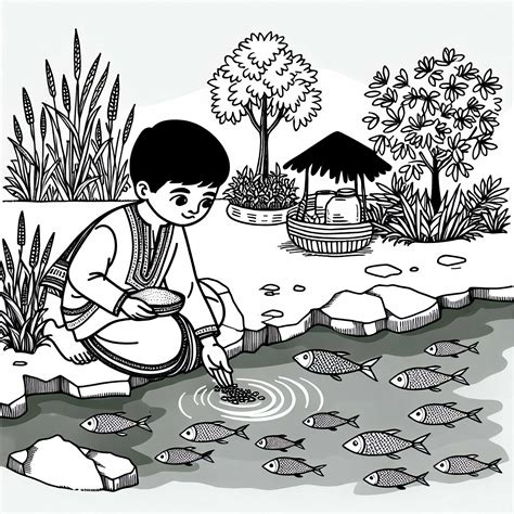 Dieťa loviace ryby na jazere