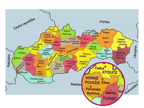 Mapa s vyznačeným Prešovom a okolitými obcami