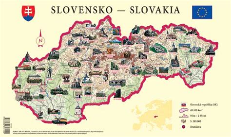 Mapa Slovenska s turistickými trasami