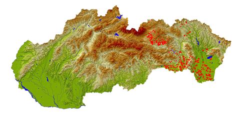 Mapa Slovenska s vyznačenými Vysokými Tatrami