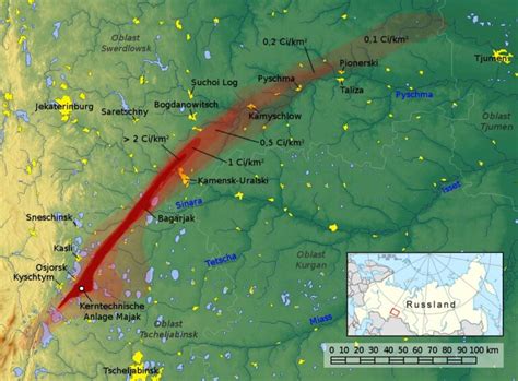 Mapa postihnutej oblasti Černobyľskej katastrofy