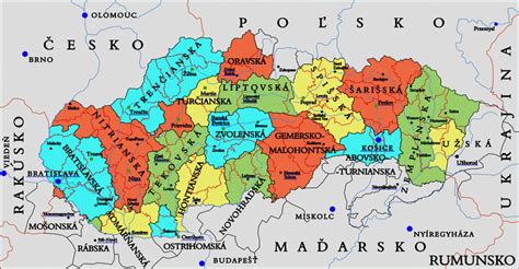 Mapa volebných obvodov Slovenska v roku 1920