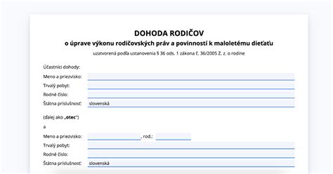 Dohoda rodičov o mene a priezvisku dieťaťa