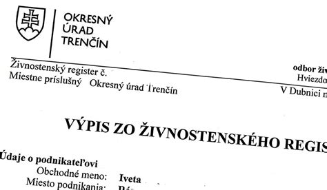 Štruktúra živnostenského registra