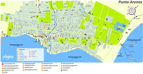Mapa Čile s vyznačeným mestom Punta Arenas
