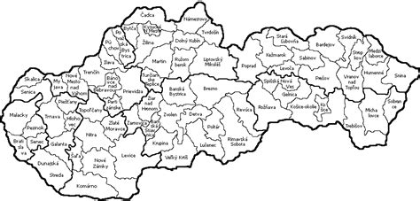 Mapa Slovenska s vyznačenými okresmi Trnava a Galanta
