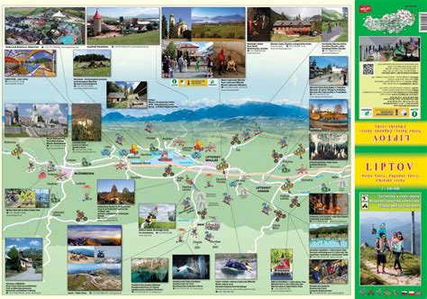 Mapa regiónu Liptov s vyznačenými atrakciami