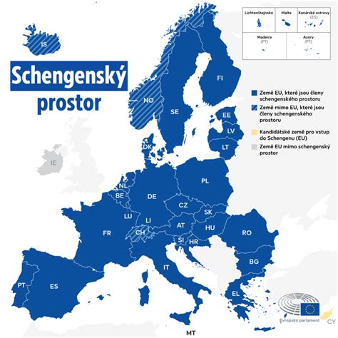 Mapa schengenského priestoru a jeho vzťah k SR