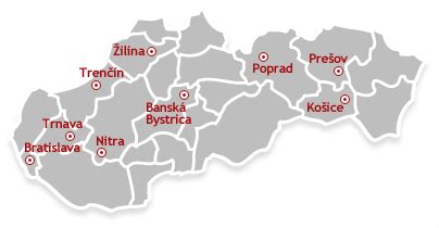 Mapa Slovenska s vyznačenými okresmi Levoča a Spišská Nová Ves
