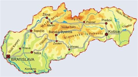 Mapa Slovenska s vyznačenou Banskou Štiavnicou