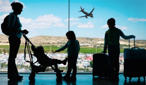 Deti cestujúce na letisku s rodičmi