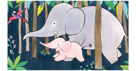 Ilustrácia dievčatka Agátky a modrého slona Bambiho