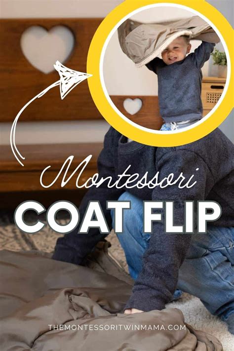 Ilustrácia montessori coat flip techniky