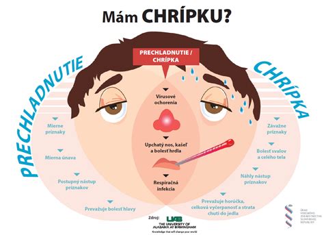 Ilustrácia porovnávajúca príznaky chrípky a nádchy u detí